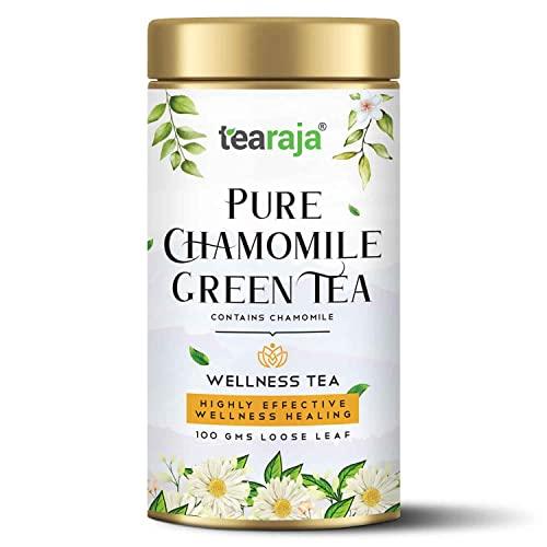 TeaRaja TeaRaja Pure Chamomile Tea (100 g) -Makes 55 Cups Pure Herbal Tea Reduce Anxiety and Stress Classic Calming Herb Get Good Sleep Caffeine-Free