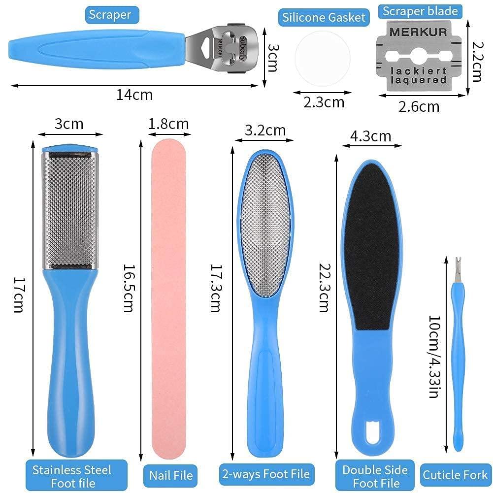 FOZZBY Pedicure Tools for Feet - 8 in 1 Pedicure Kit | Foot Scrubber for Dead Skin, Callus Remover, Foot Scraper, Foot File, Pitchfork, Filer for Nail Repair - 1 Set