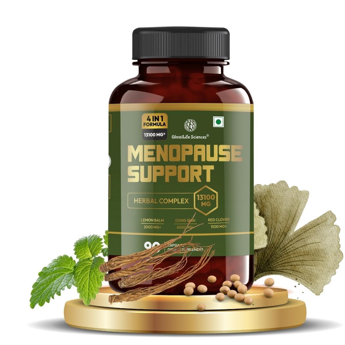 GlossiLife Sciences Menopause Support 4 in 1 Dong Quai Lemon Balm Red Clover Chasterberry