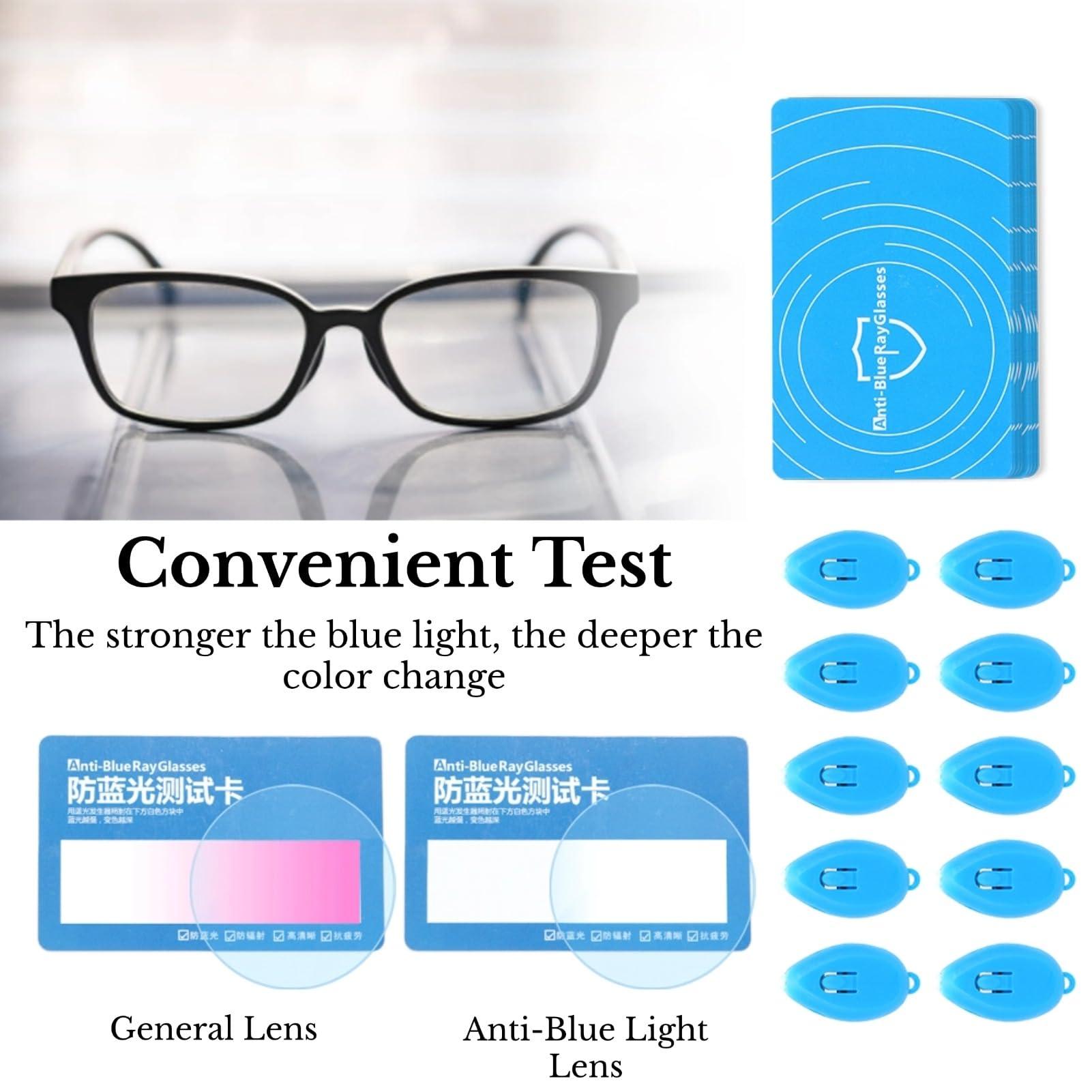DAUERHAFT 10 Set Professional Anti-Blue Light Test Card,Including Anti-Blue Light Card and Blue Light Generator,The Blue Light More Strong,The Color Change More Deep,for Eyeglasses Test.