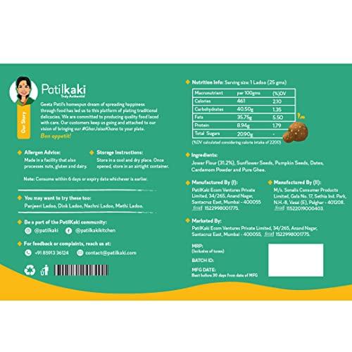 PATIL KAKI PatilKaki's Handmade Protein Ladoo | Dry Fruits | Pure Desi Ghee | No Preservatives | No Added Sugar | Energy-Bar Replacement | High Protein | Instant Energy | 300g | 12 Ladoos