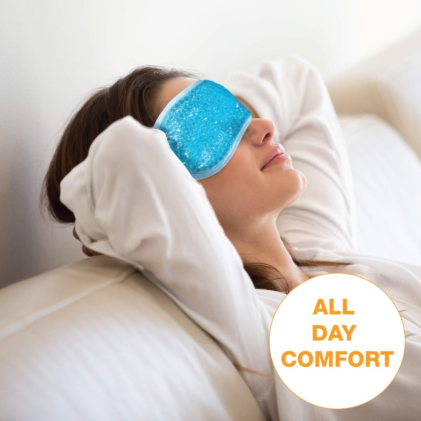 L\'AUTRE PEAU USA Merchant - Hot/Cold Plush Gel Bead Relief Wrap | Freeze Therapeutics by L\'AUTRE PEAU | Hot Or Cold Reusable Ice Packs with Flexible Beads (Blue Full Eye Mask)