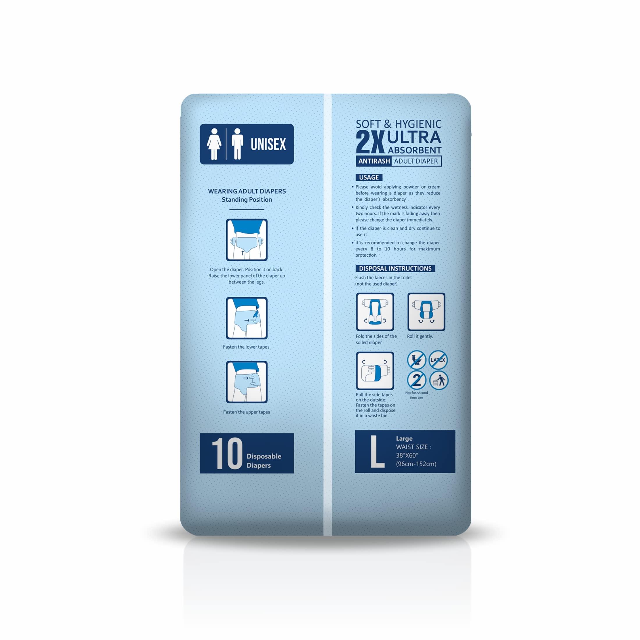 IGIENE IGIENE Adult Diapers With Aloevera Gel Sheet (Large ,Pack of 1, 1Pack =10 Diapers)