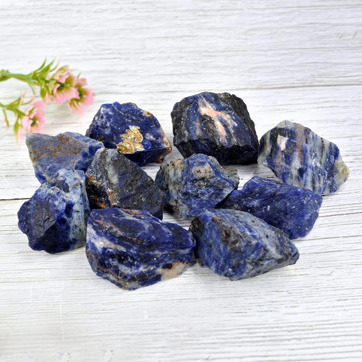 Crystu Crystu Combo 10 pc Natural Sodalite Rough, Raw Stone, Sodalite Raw Stones, Reiki Stones Gemstones.