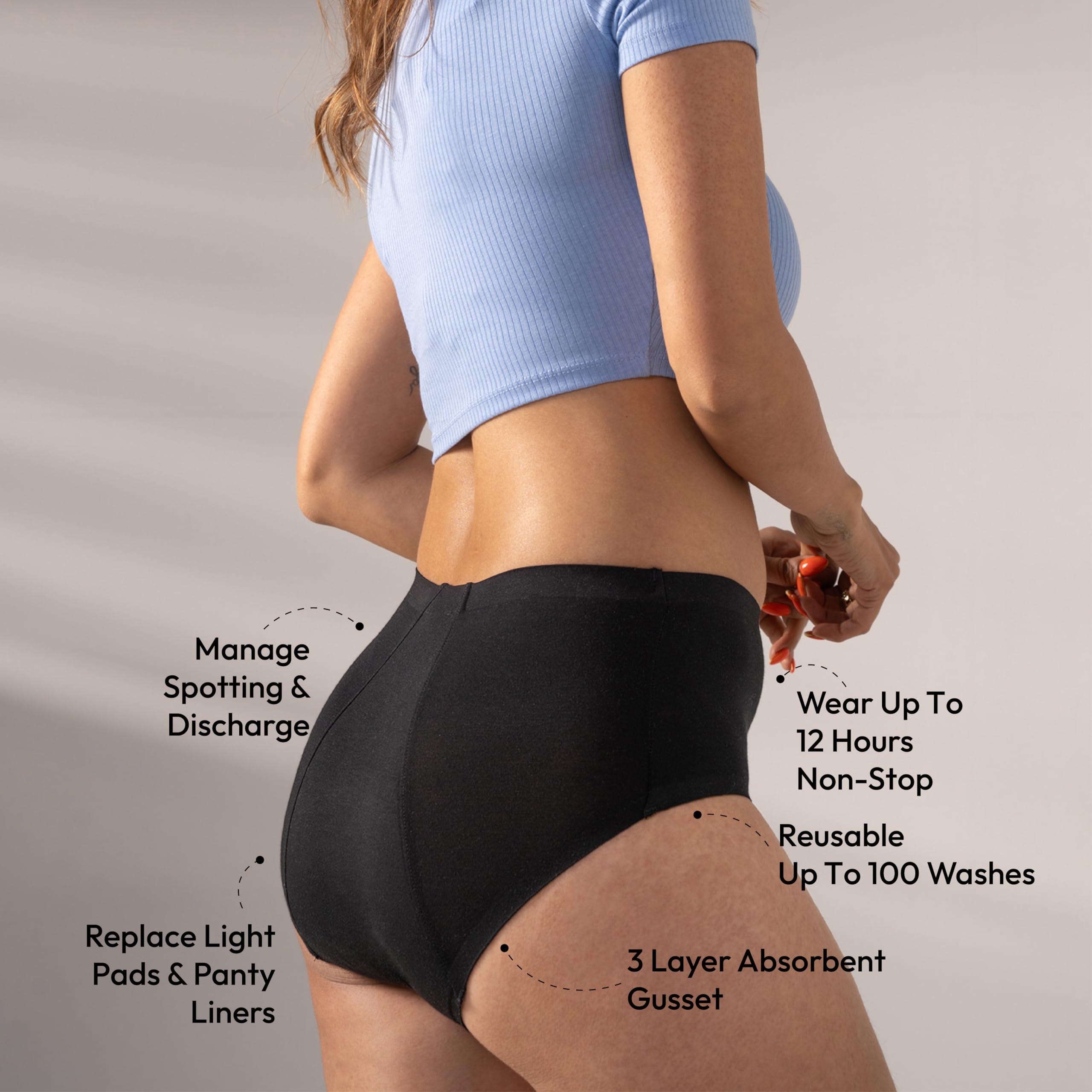 Mahina Mahina Oh So Soft Period Panty for Women & Girls | Modal | Black | High-Rise | Light Flow Type | Reusable | Leak-Proof | No Pads | Comfy & Super Absorbent | Stain & Rash-Free | Pack of 1