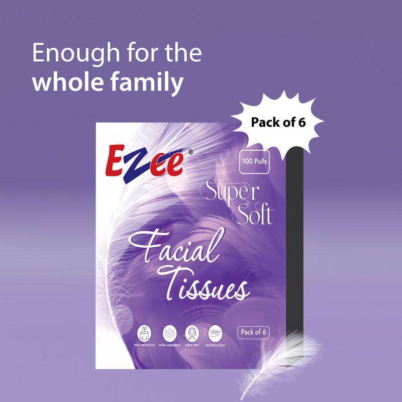 Ezee Live Life Ezee Way Ezee 2 Ply Facial Tissue Soft Pack 100 Pulls | Car Box Tissues - Ultrasoft, Silky & Absorbent