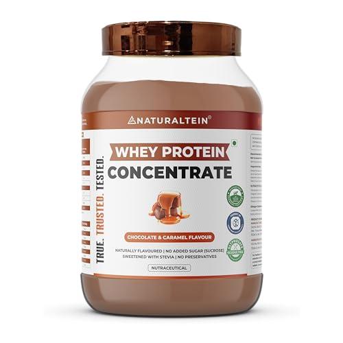 NATURALTEIN NATURALTEIN Natural Whey Protein Concentrate Chocolate Caramel - 1 kg (Naturally flavored, Non GMO, No Artificial Sweeteners)