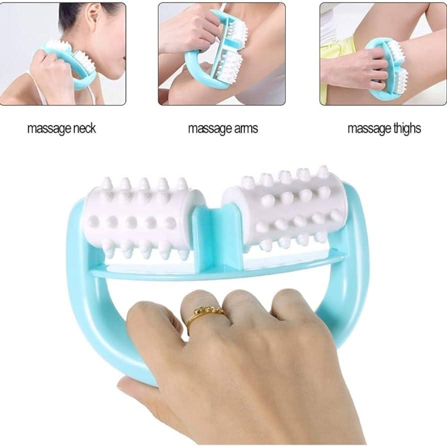 NavaFresh Basics SHOPYTRAP Manual Round Handle Plastic Massage Roller With 2 Rolls for Muscle Pain and Recovery from Injuries. Roller for Legs, Arms, Back and other Muscular Areas to Release Tension.