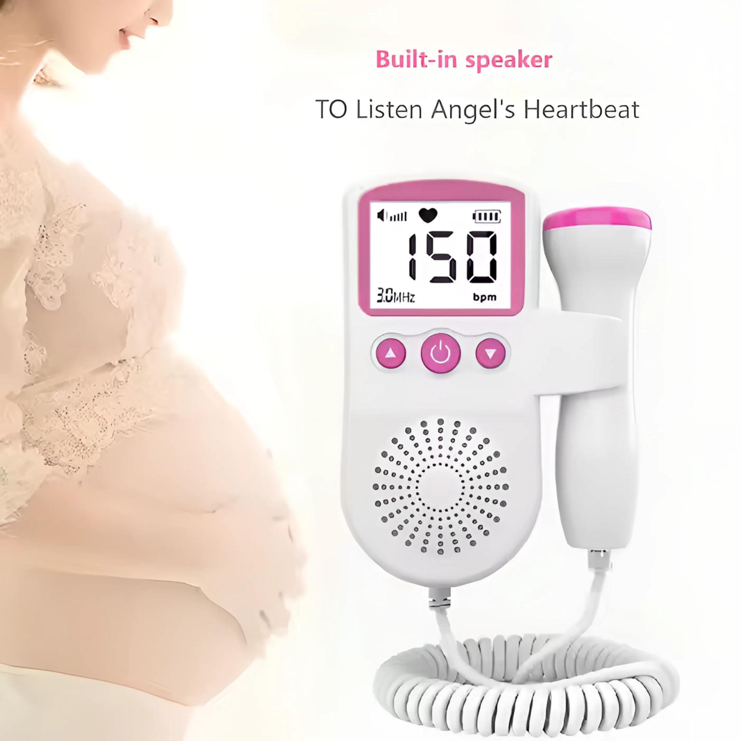 BALSON Balson Portable Rechageable Digital Mini Fetal Doppler Baby Heart Monitor Ultra Sound Device for Preganancy with Inbuild Speaker, Large Display Size, 250ml Ultra Sound Gel (Pink, 1 Piece)
