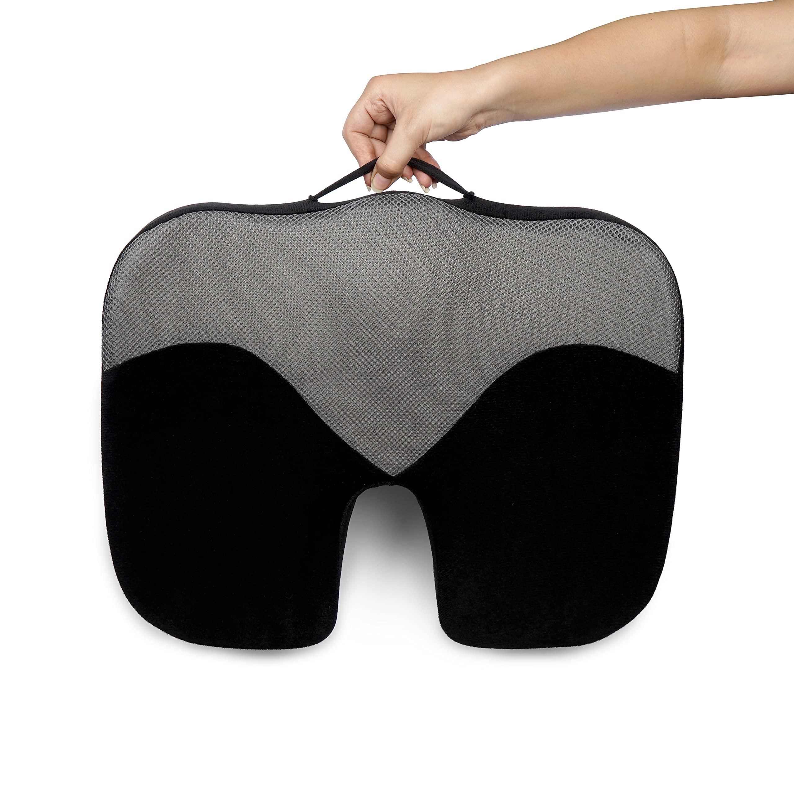 BIG-BEN BIG-BEN OREST Donut Pillow/Tailbone Pain Relief/Comfort PU Foam/Sciatica/Orthopedic/Hemorrhoids for Sitting (Up to 100 Kg: Standard) (Black & Grey PU Foam, Up to 100 Kg: Standard)