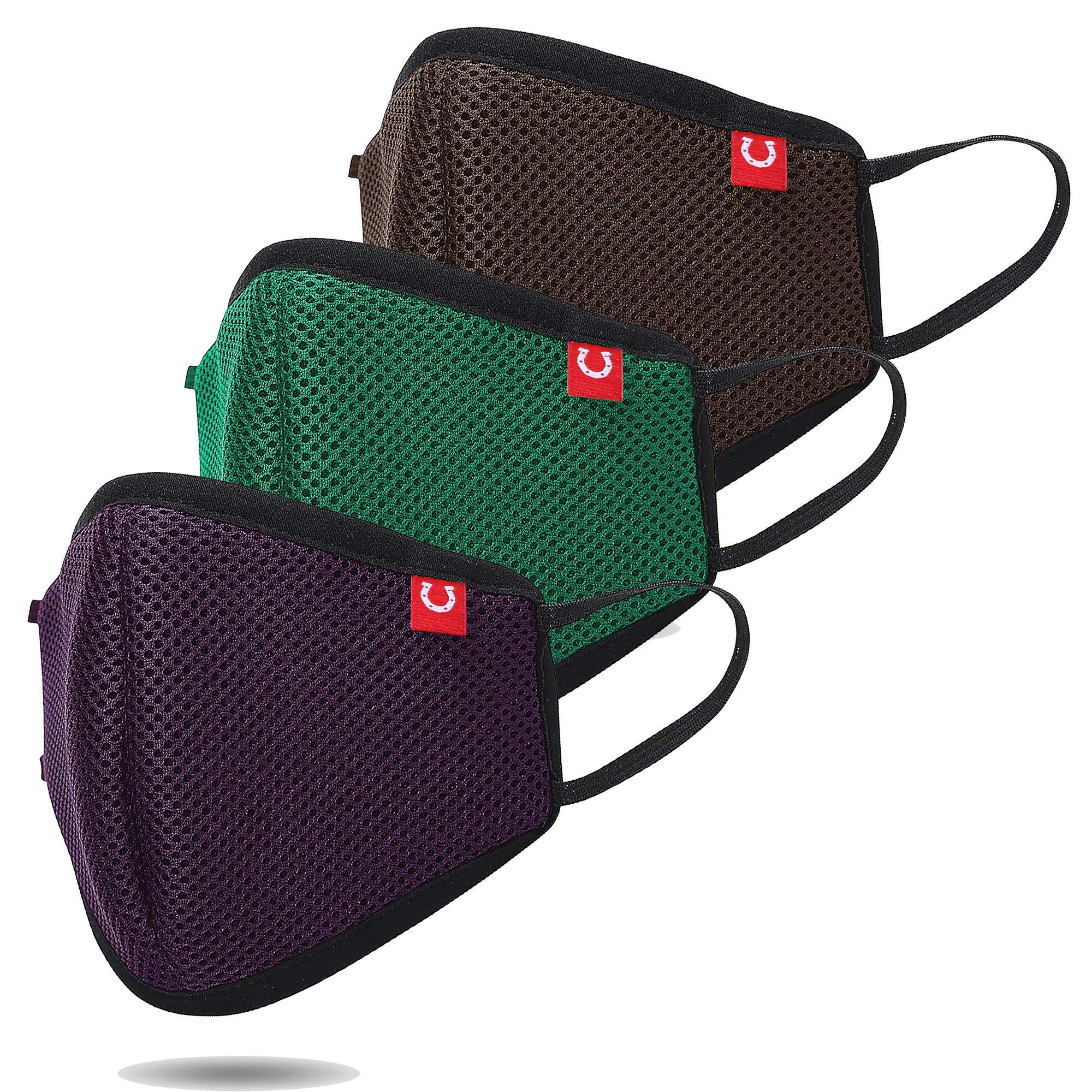 BLACKSMITH BLACKSMITH Steelshield - 7 Layer Protection Lab Certified 99% Filtration Reusable and Washable Unisex Anti-Pollution Fabric Mask for Protection from Dust - (Pack of 3) Green Brown Purple