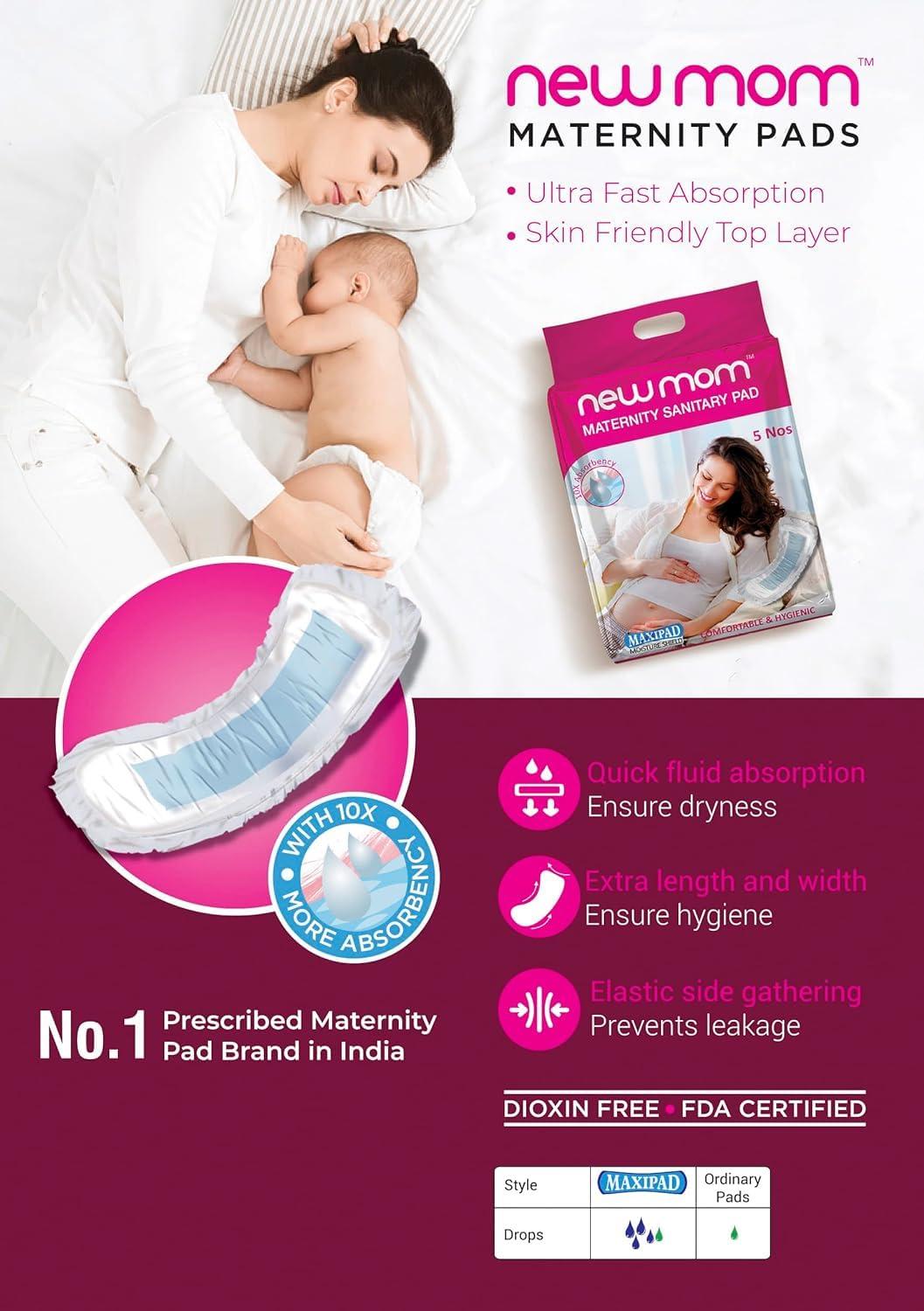 LADY HAWK LADY HAWK (Pregnancy Kit - Set of 15) 13 New Mom Maternity Pads Maxi (850ml) + 2 Pad Fixator Panty for Women. Long Lasting Protection. Premium New Mom Maternity Pads and Pad Fixator