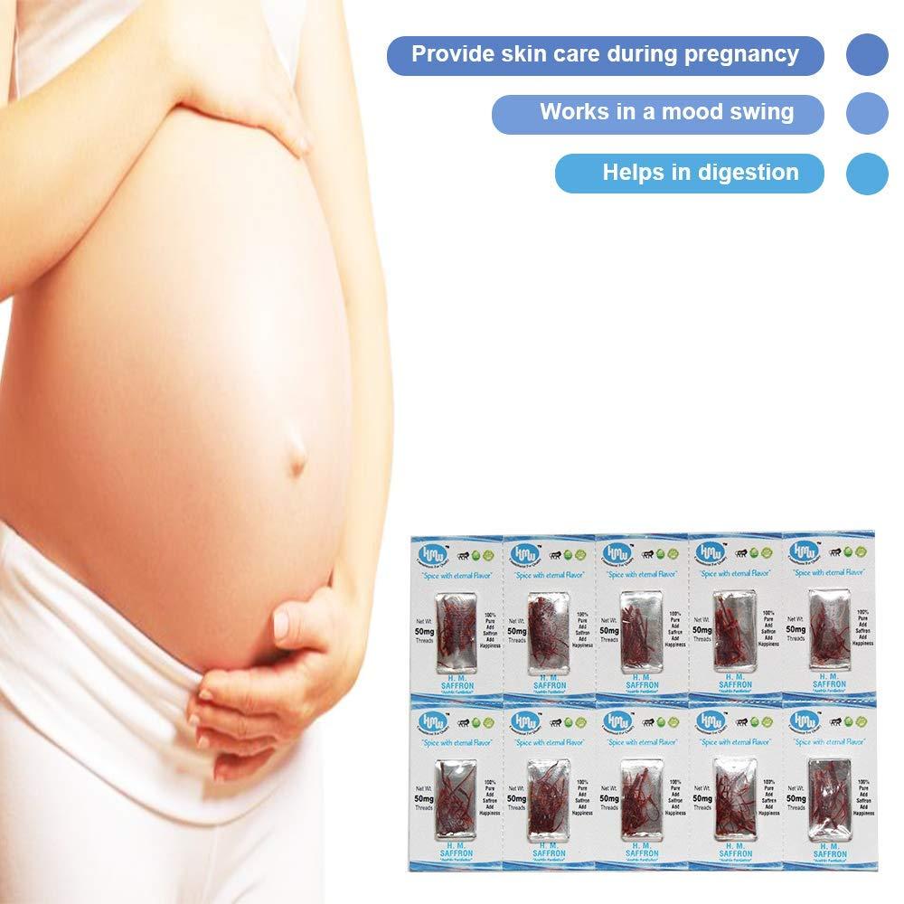 HMW HMW Golden Yellow Kashmir Saffron Original Natural Pure Certified Grade I - 500 milligrams (Pack of 10)