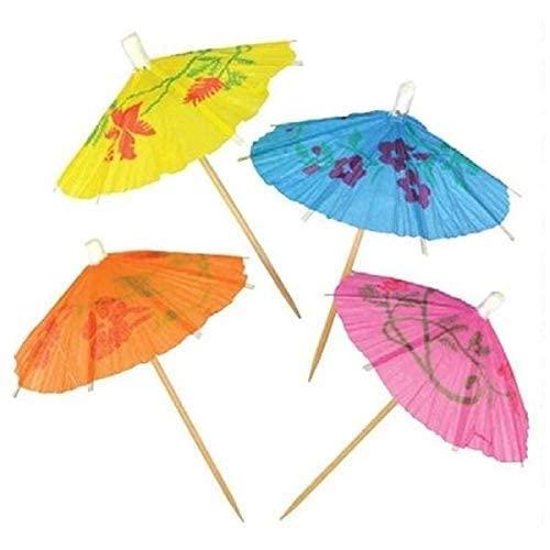 Amit Marketing Amit Marketing Umbrella Toothpick | Wooden Bamboo Luau Sticks | for Party Fashion Cocktail Decorative | Snack Cakes Fruit Sign Bar Caf Home Party Supplies | Dcor Accessories | Multicolor - 90 Pcs