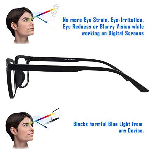 VisionsIndia VisionsIndia Anti Glare Blue Cut Invisible Bifocal Reading Glasses For Men Women Black 3 Powers in 1 (+3.00)