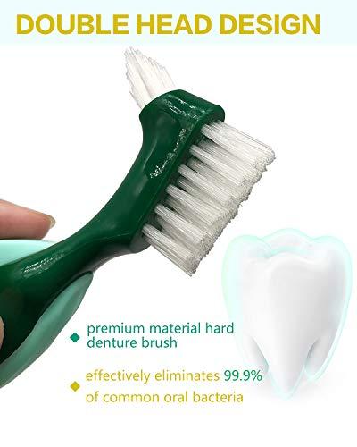 sammiy 2 Pcs Premium Hard Denture Brush Toothbrush, Cleaning Brush, Multi-Layered Bristles & Portable Denture Double Sided Brush, Denture Care