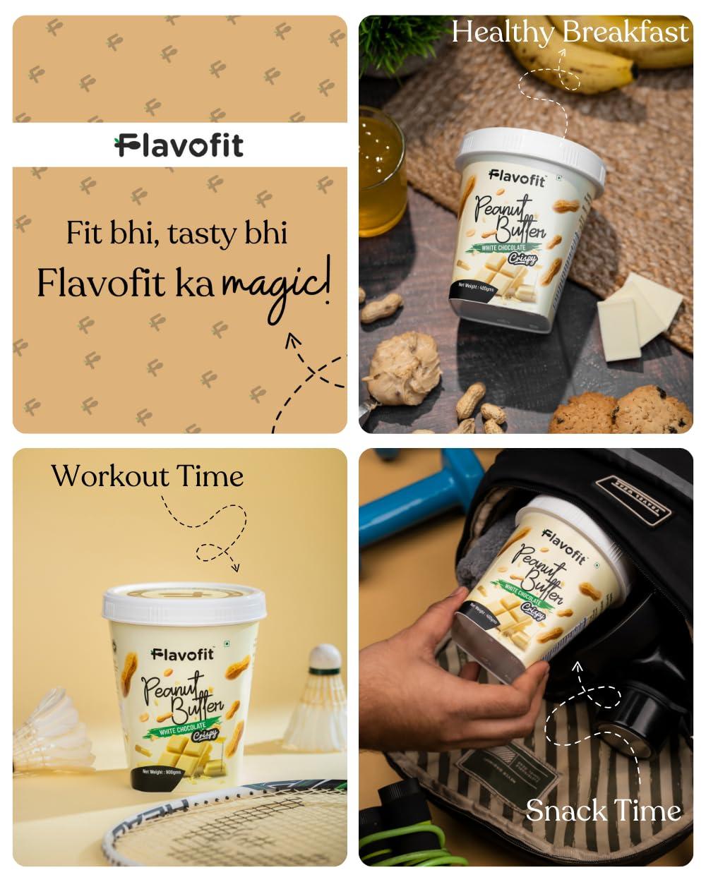 Flavofit Flavofit Crispy White Chocolate Peanut Butter 500g | 24g Protein | Healthy & tasty | Vegan | Cholesterol & Trans fat free