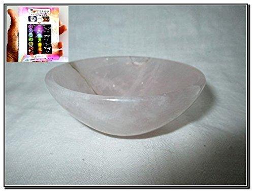 Jet International Crystal Jet Natural Rose Quartz Bowl 3\" Free Booklet jet International Crystal Therapy Large Gemstone Huge Big A+ Hand Carved Crystal Altar Healing Tray Dish Devotional Focus Spiritual Chakra Cleansing Metaphysical Psychic Reiki Balancing Divine Quality Ene