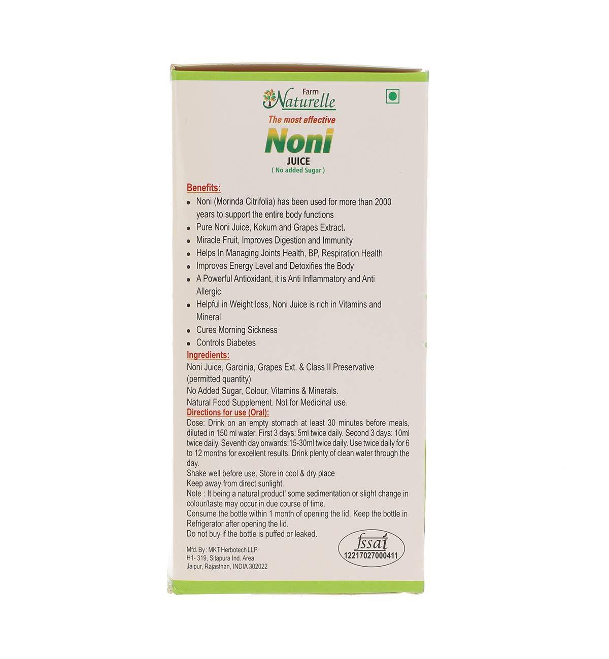 Farm Naturelle Farm Naturelle The Finest Herbal Noni Juice, 400ml and Free Cinnamon Honey 55g x 1