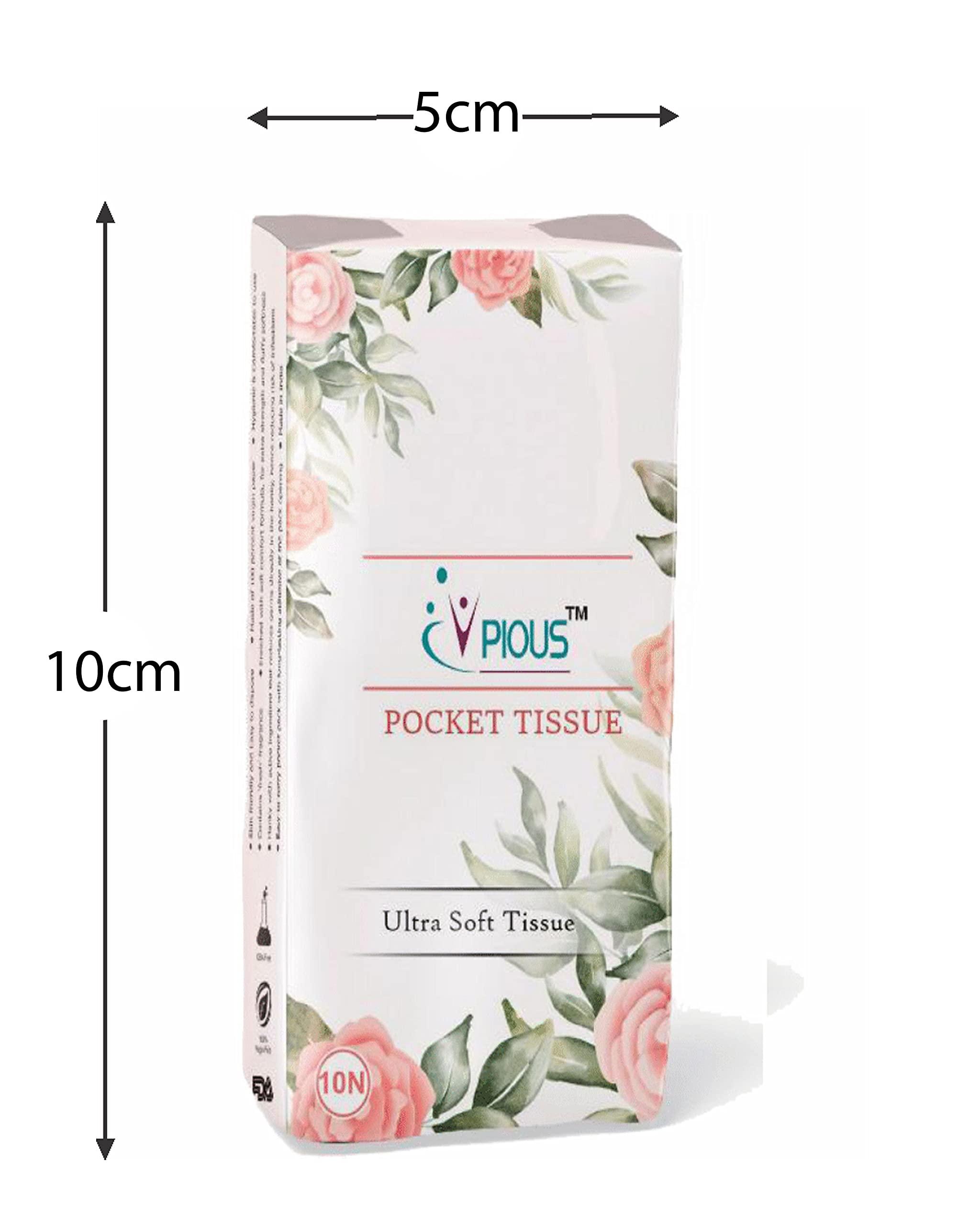 PIOUS PIOUS 2 Ply Highly Absorbent Soft Hanky Facial Travel Pocket Tissue Papers Use & throw tissue (size-20x20cm) (10 Pulls Per Packet) (500)