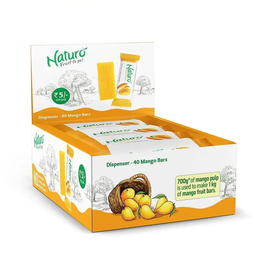 Naturo Naturo-Mango Fruit Bars Dispenser Gift Pack Aam Papad Fruit Candy Children\'s Snacks 280 Gm (7gm x 40Bar)