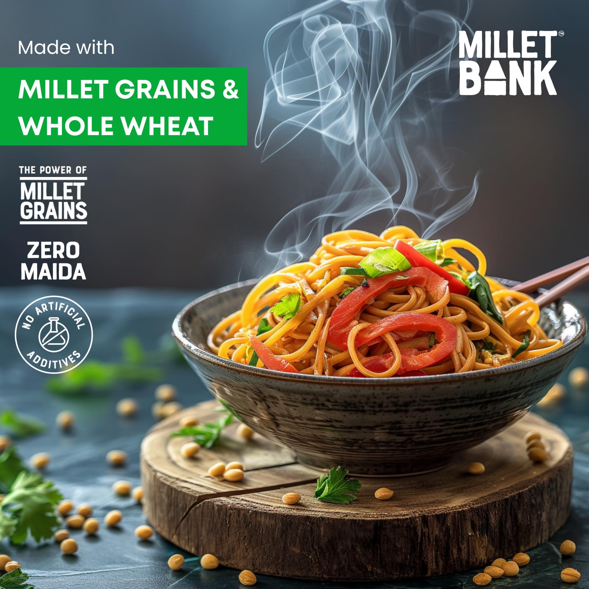 MILLET BANK Millet Bank Pearl Millet and Little Millet Noodles Combo | No Maida, Not Fried, No MSG | Pack of 2-180g Each