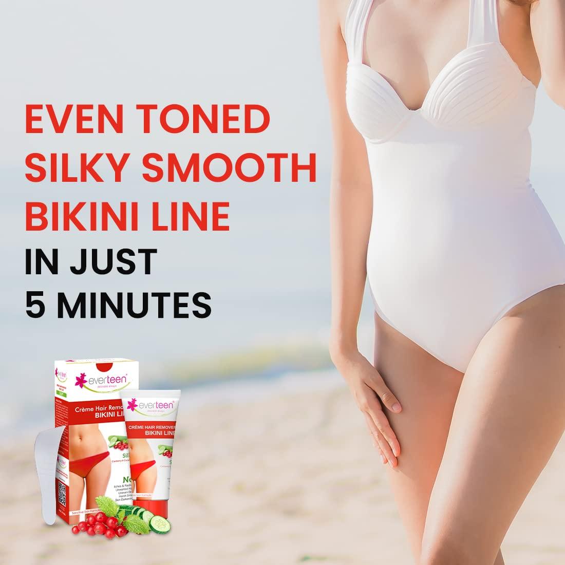 Everteen everteen SILKY Bikini Line Hair Remover Creme with Cranberry and Cucumber - 1 Pack (50 g)