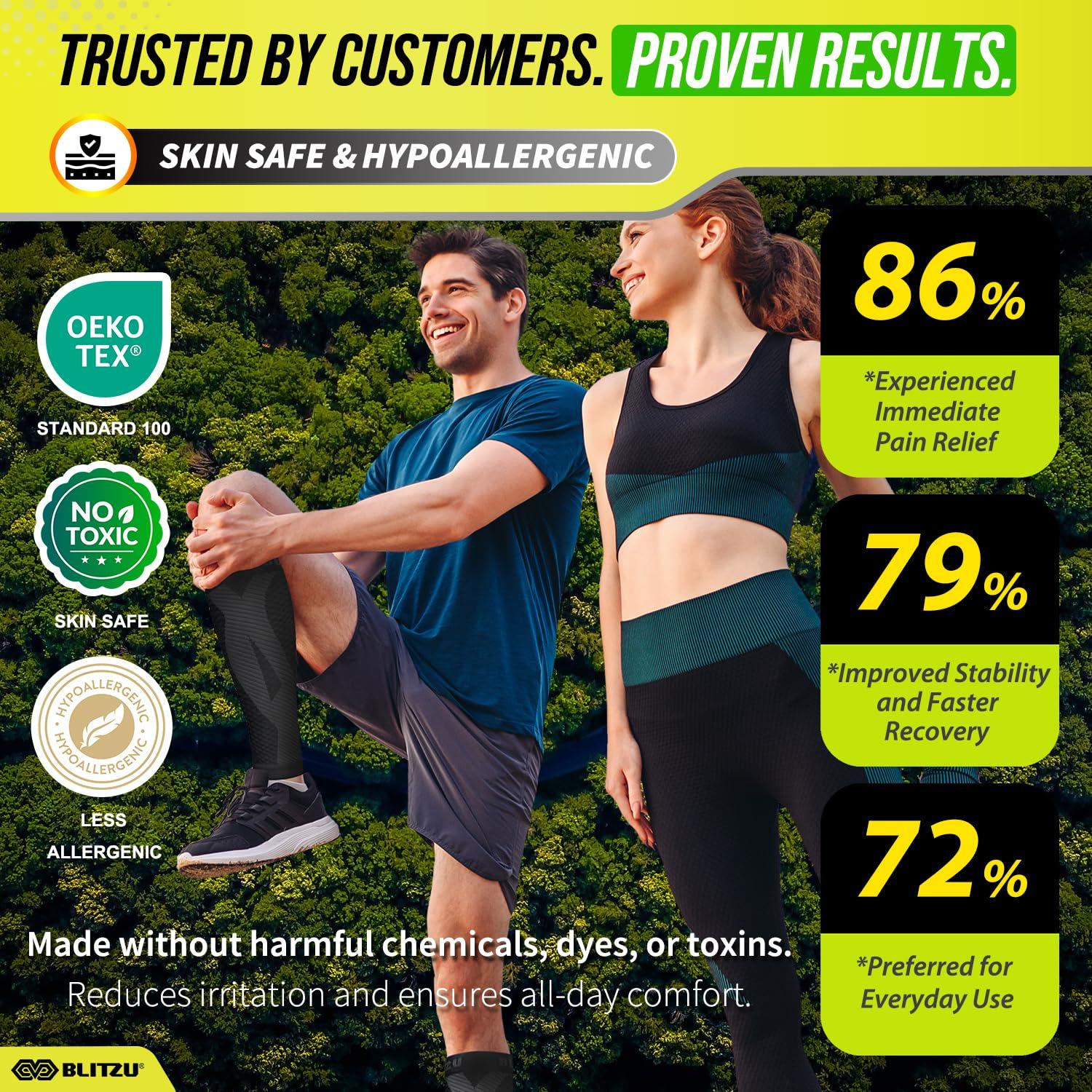 BLITZU BLITZU Calf Compression Sleeve One Pair Leg Performance Support for Shin Splint & Calf Pain Relief. Men Women Runners Guards Sleeves for Running. Improves Circulation and Recovery Purple S/M