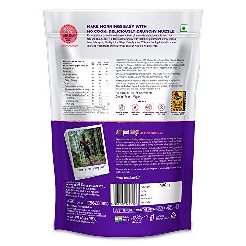 Yogabar Yogabar Wholegrain Breakfast Muesli | Dark Chocolate Cranberry | No Added Sugar with Almonds Whole Grains and Seeds | 400g Each