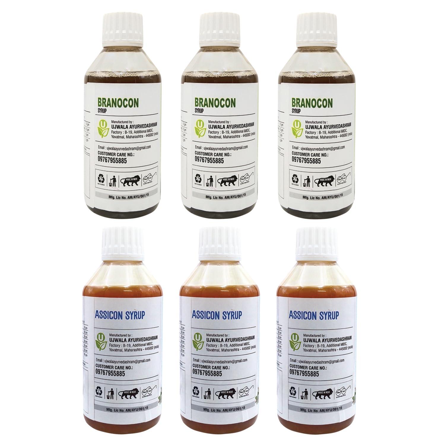 Ujwala Ayurvedashram Ujwala Ayurvedashram Branocon And Assicon Syrup One Month Kit For Brain Supplement, Nootropic For Brain, Epilepsy|Brain Tonic|Medicine For Brain - Syrup, 1200 Ml