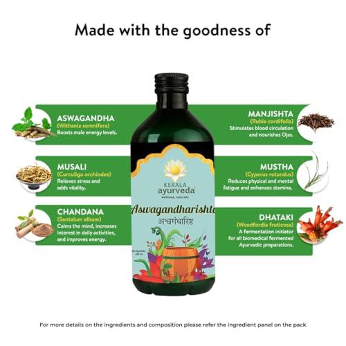 KERALA ayurveda Kerala Ayurveda Aswagandharishta Stamina Booster for Men & Women - 450 ml | Organic Herbal Energy & Performance Supplement | Reduces Stress and Anxiety | Improves Over-All Health with Ashwagandha