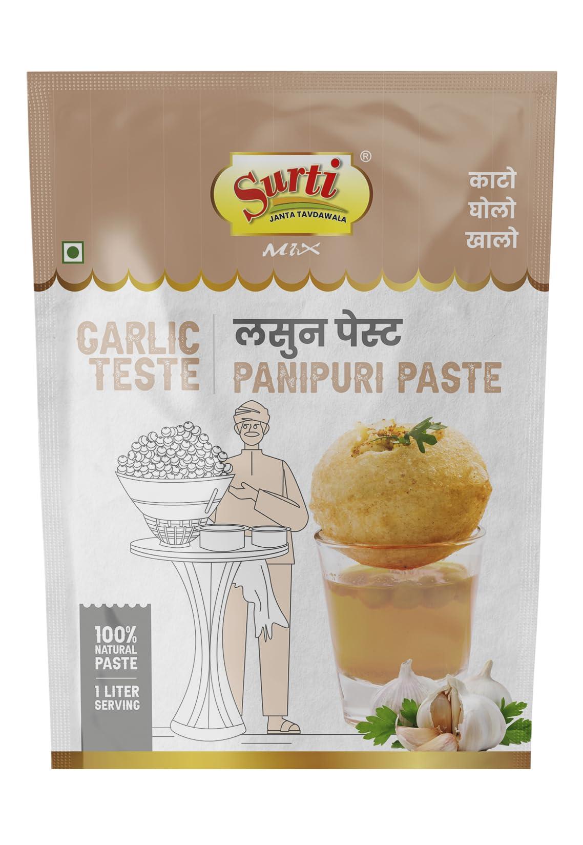 Surti Mix Surti mix Pani Puri Masala - The Authentic Indian Street Food Seasoning - serves 4-5 people- free from artificial colour and preservatives. (Garlic Taste)