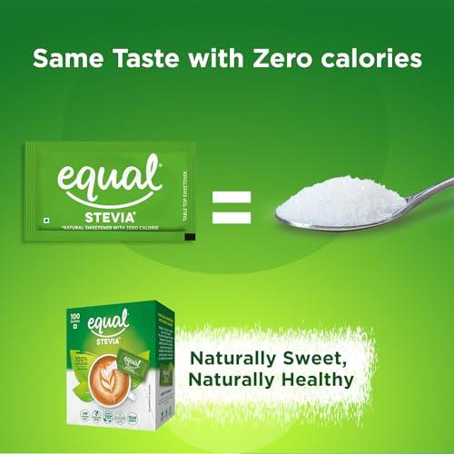 Equal Equal Stevia Natural Sweetener, Sugar Free, 100 Sachet, Pack of 4