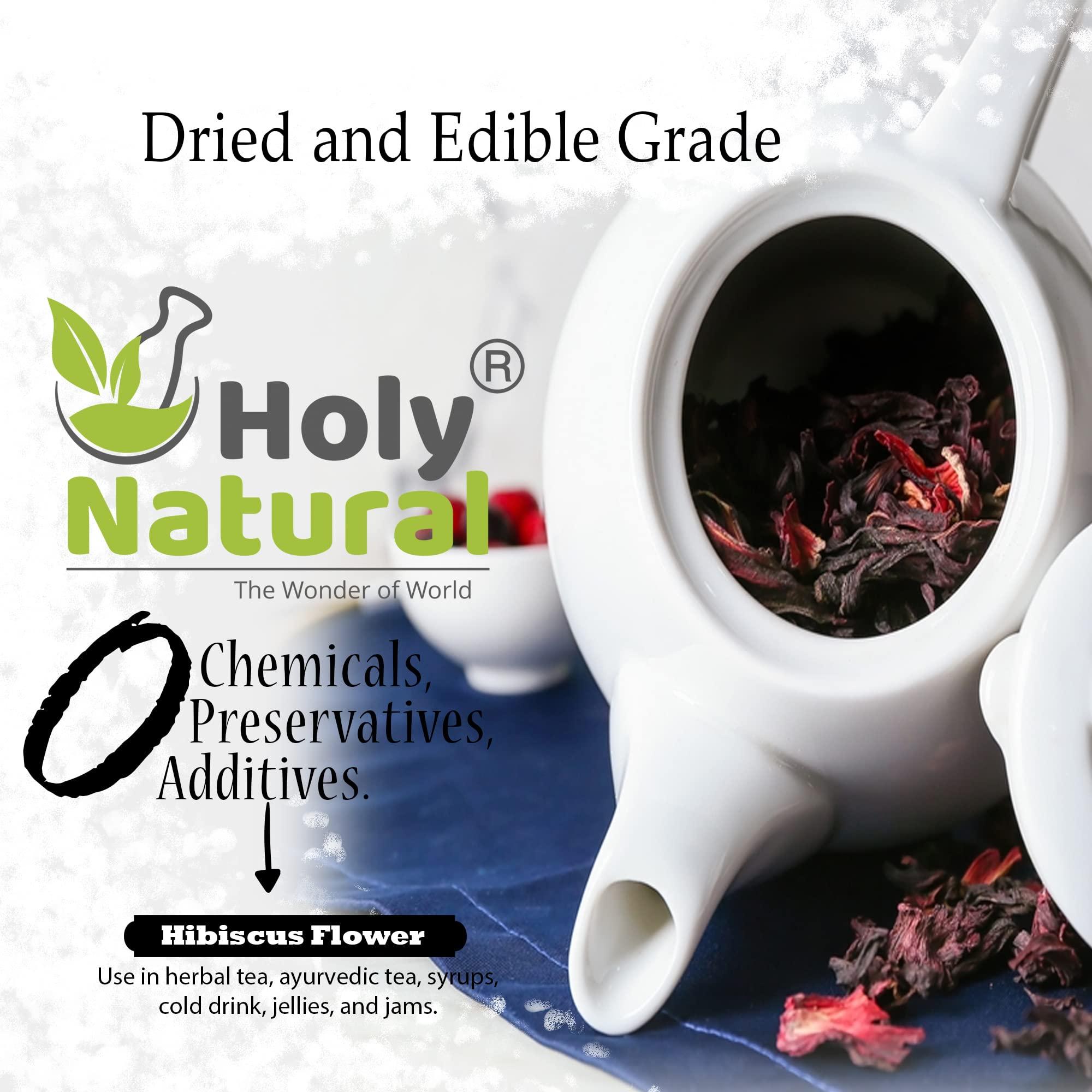 Holy Natural - The Wonder of World Holy Natural - The Wonder of World Hibiscus Flower For Hot And Ice Tea | Know As Dry Hibiscus Sabdariffa, Rosella Flower | Use Also Cocktails And Mocktail & Syrups | 200 Gm