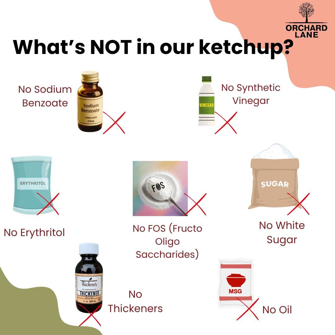 Orchard Lane Orchard Lane Healthy Tomato Ketchup Made With Jaggery And Natural Spices | Homemade Taste | No Preservatives No Msg | Gluten Free| Keto Friendly| Vegan - 350 G