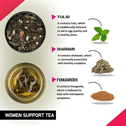 TEACURRY TEACURRY Women Support Tea - 1 Month, 100 gms - Spearmint, Asparagus, Shatavari, Nettle - Helps with Hormonal Balance, Tubal Blockage, Fibroids and Menopause (100 Grams | 1 Month Pack)