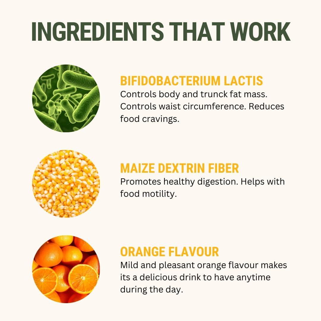 The Healthspan Co. The Healthspan Co. Sustainably Lean | Improve Metabolism To Manage Weight | For Men & Women | Fiber Rich | 10 BN CFU Probiotic | 45 Days Pack | Pack of 3 | Orange Flavour