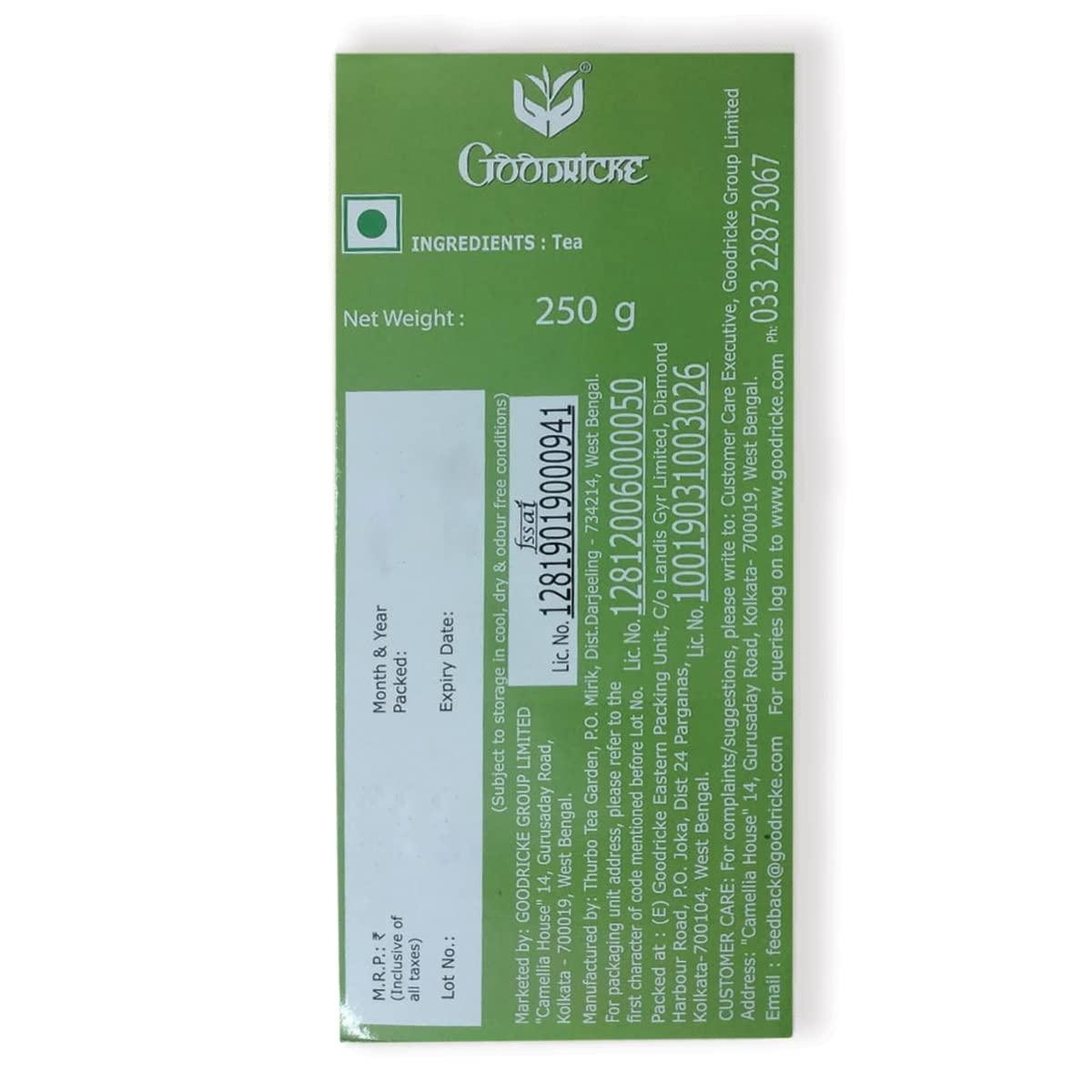 GOODRICKE GOODRICKE Thurbo Darjeeling Tea - 250 gm, (Pack Of 5) | Single Estate | 100% Pure & Original Darjeeling Long Leaf Tea | Enticing Colour & Superior Taste | Iresistible Aroma