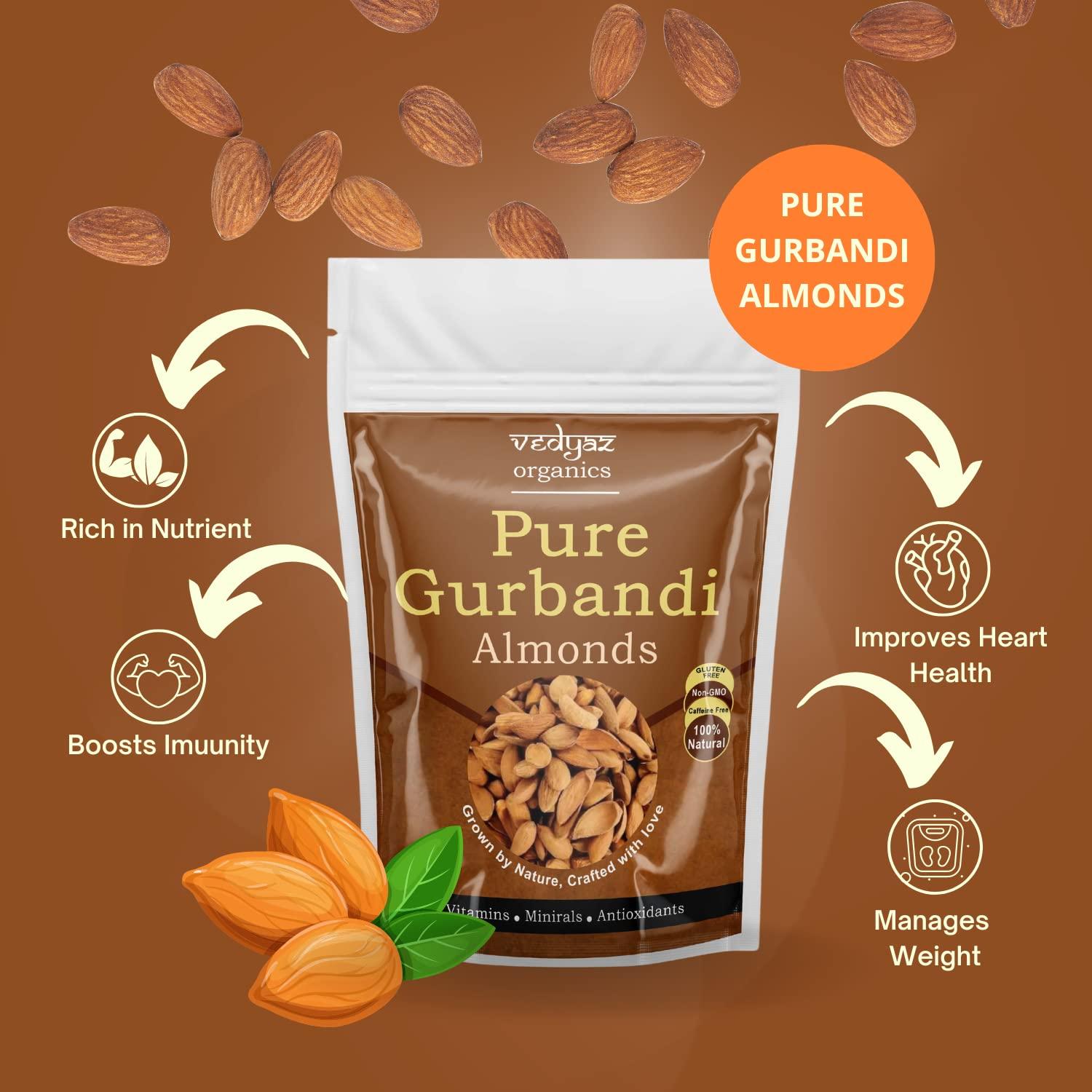 Vedyaz Organics Vedyaz Organics 100% Pure Afghan Gurbandi Badam/Almonds/Choti Giri -Raw,500 Gm