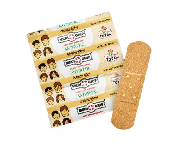 MEDIGRIP Medigrip Total Medicated Band Aid Fabric (100 Plasters) Brown (Pack of 200)