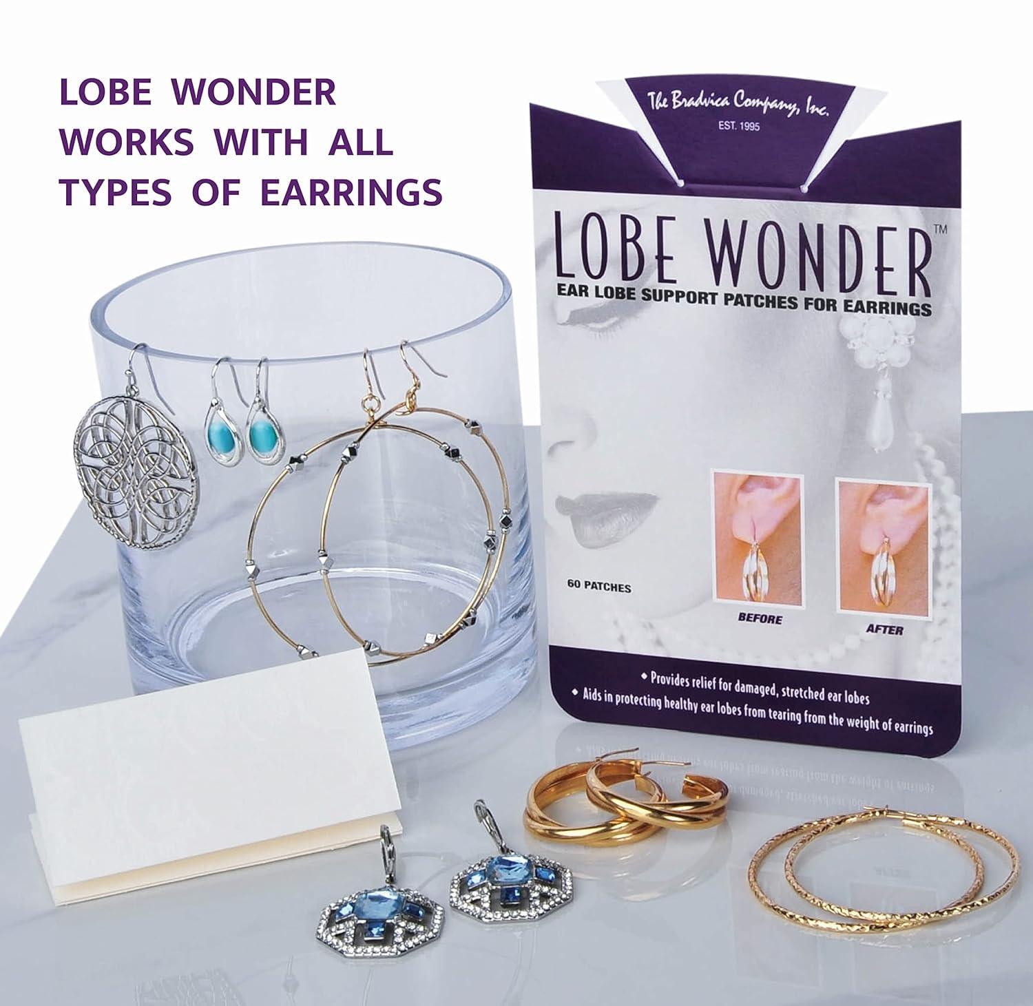 Lobe Wonder Lobe Wonder (100 Patches) Ear Lobe Support Patches Earlobes Invisible Waterproof Stickers for Heavy Earrings Earring Lift Patches combo