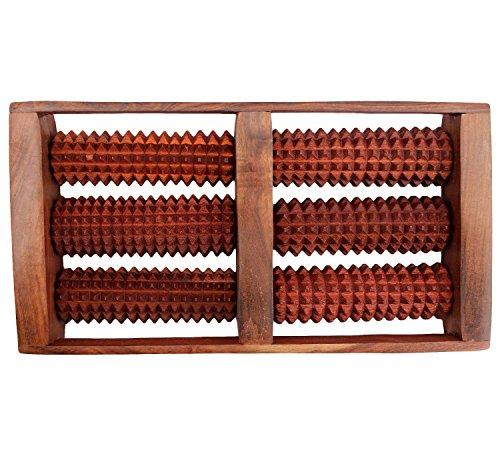 iCare Gifts iCare Gifts Wooden Foot/Feet Massager 6 Roller Stress Acupressure, Brown
