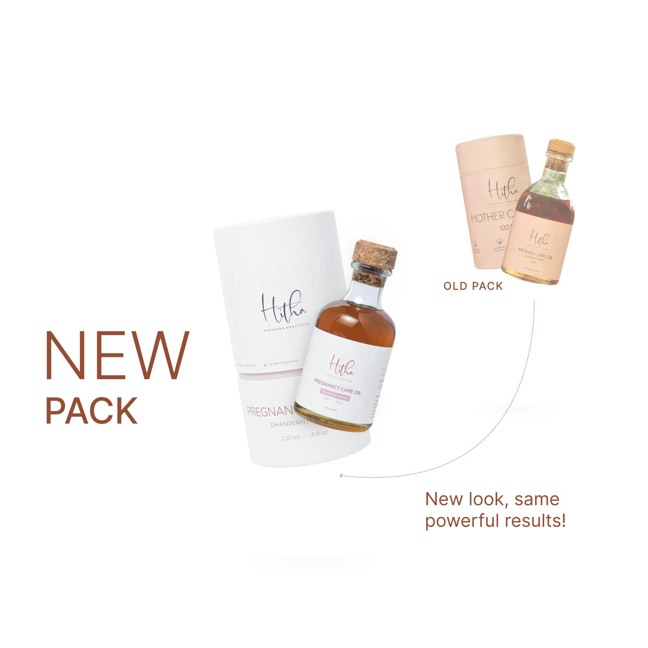 Hitha Ayurveda Unaltered Pregnancy Care Oil - Dhanwantharam Thailam | Hitha Ayurveda Unaltered | Pregnancy & Postnatal Care | Back Pain Relief | Muscle Toning & Strengthening | Belly Soothing | Prevents and Reduces Stretch Marks