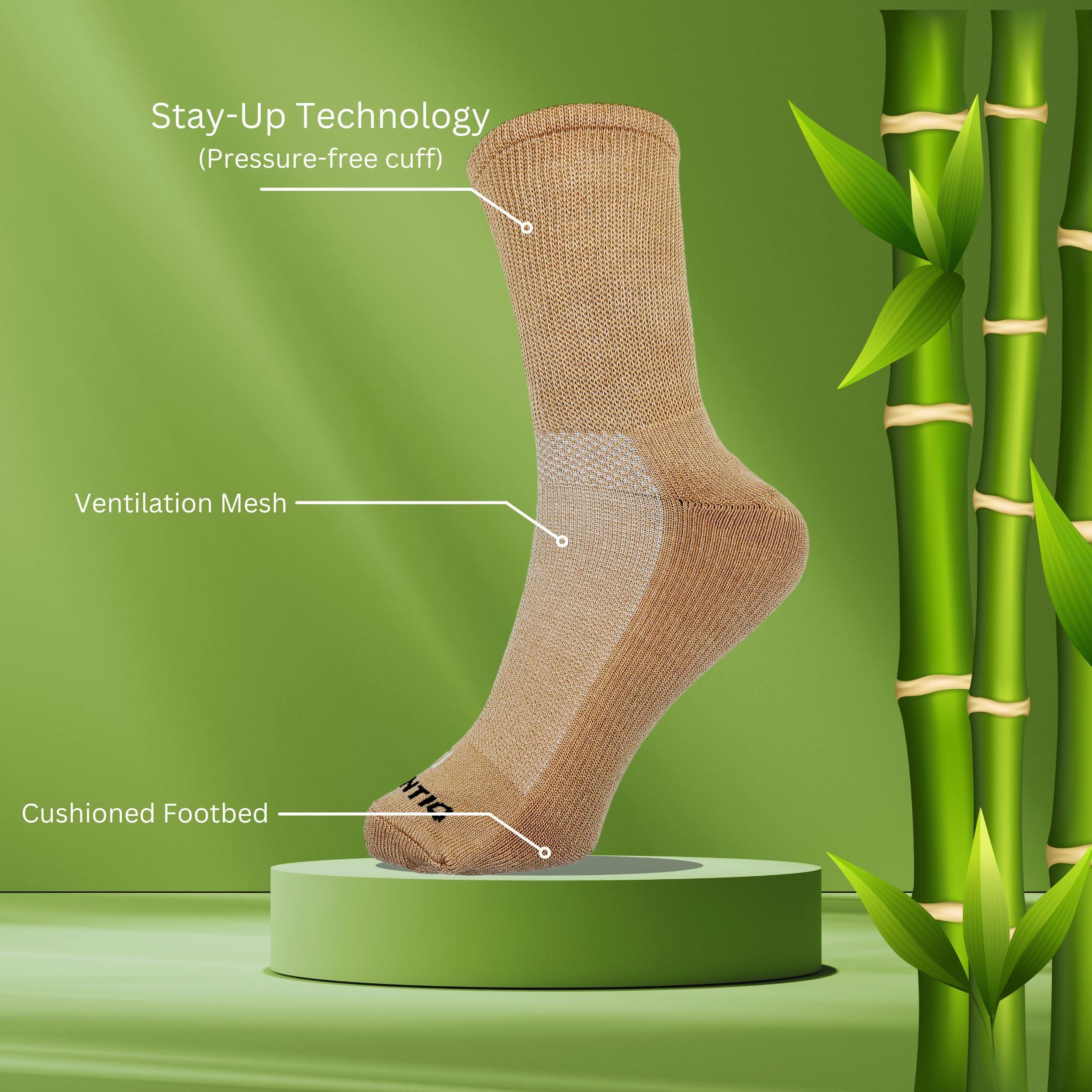 AXONTIC AXONTIC Bamboo Diabetic Socks for UV Protection | Eco-Friendly | Non-irritative Toe Seam | Naturally Antimicrobial | Hypoallergenic | Cushioned | Ventilation Mesh |Single Per Pack (Almond Frost)