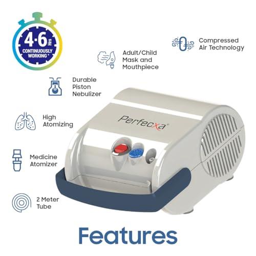 Perfecxa Perfecxa Respiratory Nebulizer with Complete Kit for Kids & Adults Nebulizer (White, Blue) | VHS 210