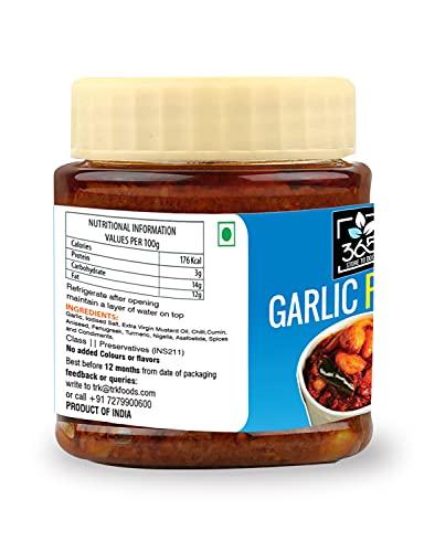 365 STORE TO DOOR 365 STORE TO DOOR Garlic Pickle, 250g | Lehsun Ka Achaar | Fresh and Tasty Pickles | Tangy and Delicious | Homemade, No Preservatives, No Oil | 100% Pure & Hygiene | Ready to Eat