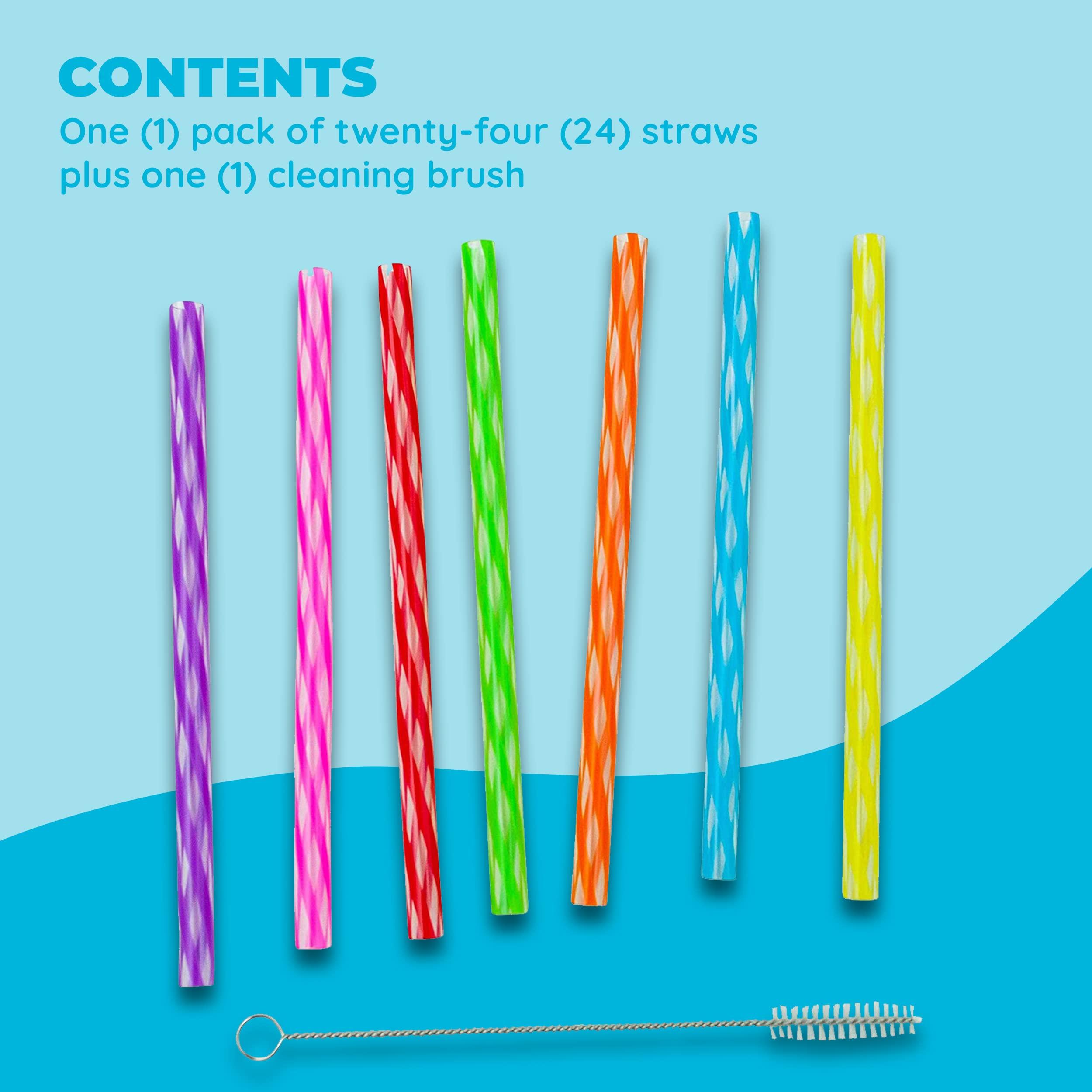 Jacent Jacent Plastic Reusable Kids Straws Plus Cleaning Brush, 6 Inch - 24 Count per Pack, 1 Pack