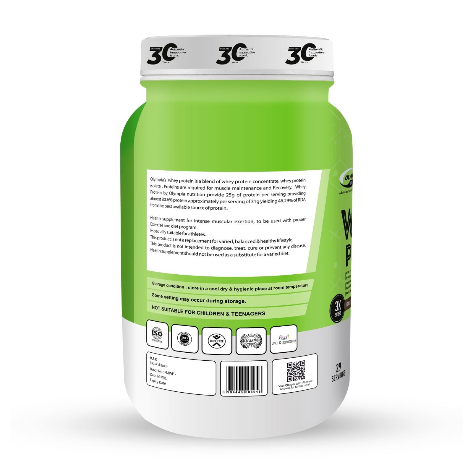 olympia Olympia Nutrition whey protein 3x series is a combination of whey protein concentrate and isolate 2lbs(907 gm double rich chocolate (Malayi Kulfi)