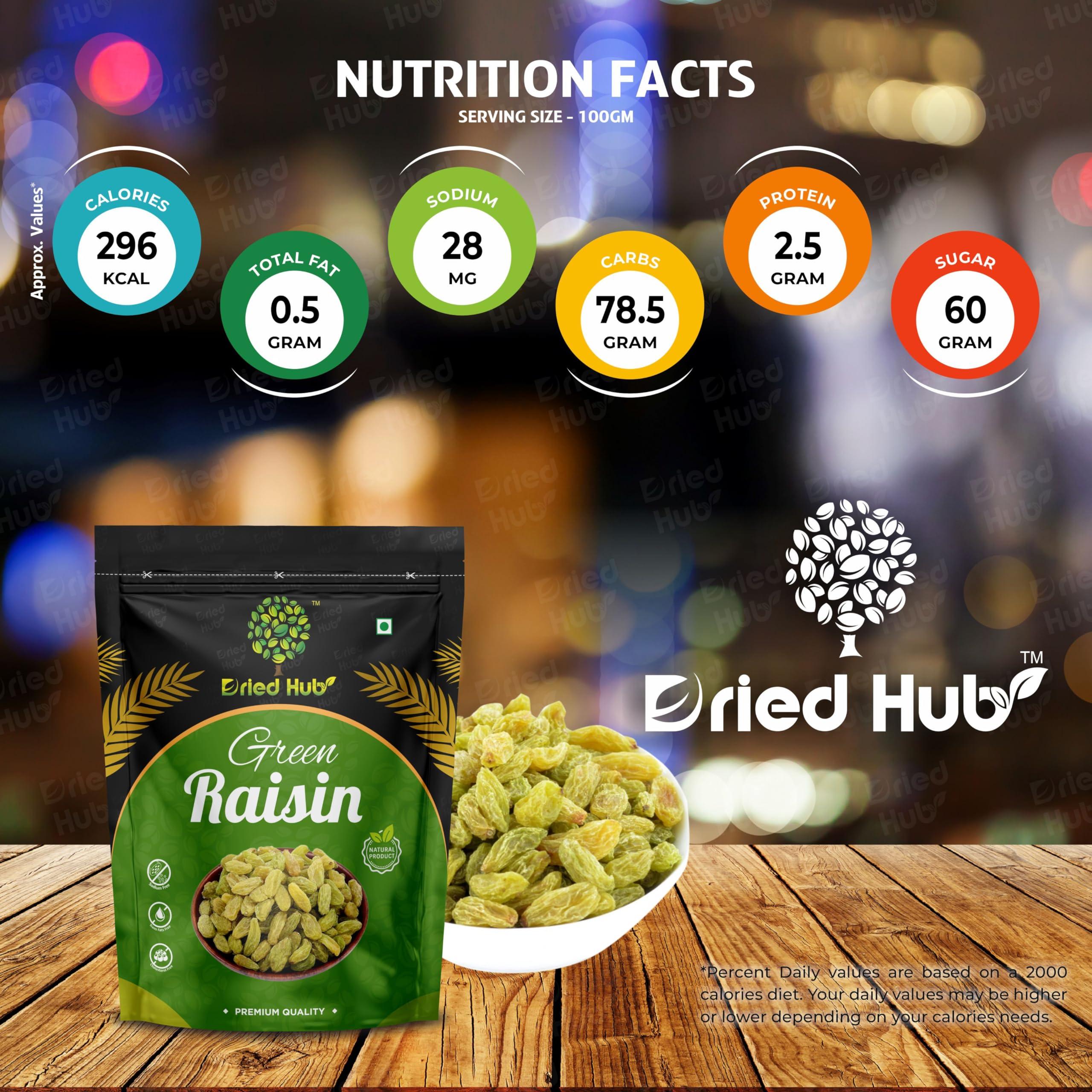Dried Hub Dried Hub Green Raisin (Kishmish) High in Antioxidants, Naturally Sweet & tasty, 1Kg Pouch Pack