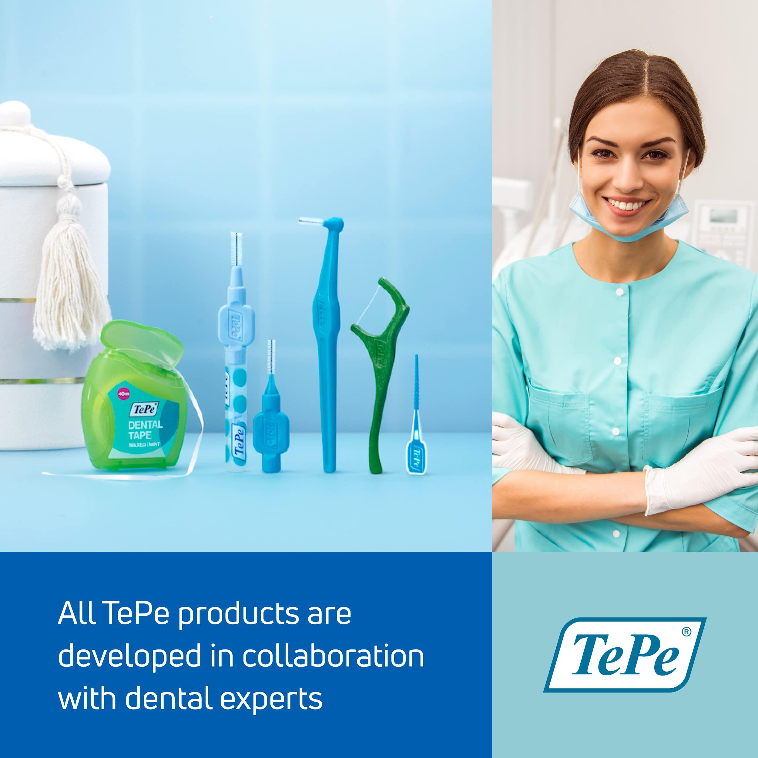 Tepe Tepe Interdental Brush Angle, Angled Dental Brush For Teeth Cleaning, Pack Of 6, 0.6 Mm, Medium Gaps, Blue - Manual, Adult